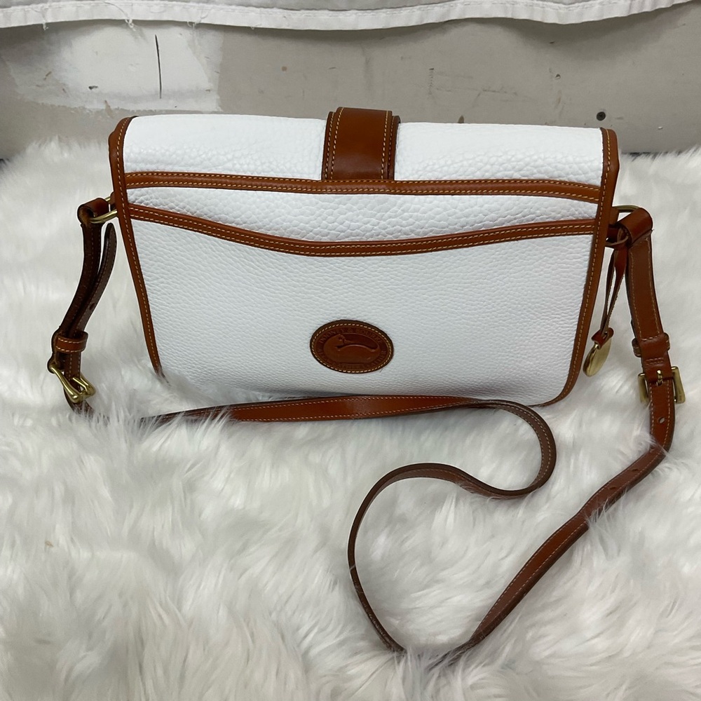 Dooney & Bourke Vintage Women's White and Tan Leather Crossbody Shoulder Bag - - Picture 6 of 11